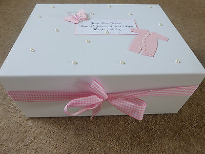 Personalised memory Box New Baby Keepsake Box pink blue boy girl Baby Shower **