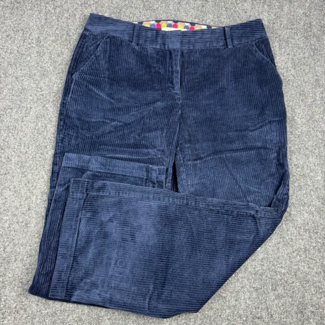Boden Pants Womens 12 Blue Corduroy Cotton Straight Leg Cuffed Slash Pockets