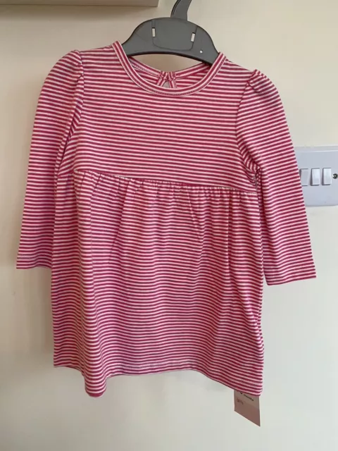 Robe de garde maternelle rayée rose et blanche bébé fille 3-6 mois neuve avec étiquettes