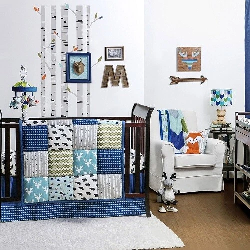 Juego de cama para cuna The Peanut Shell Woodland Dreams de 4 piezas *Nuevo*