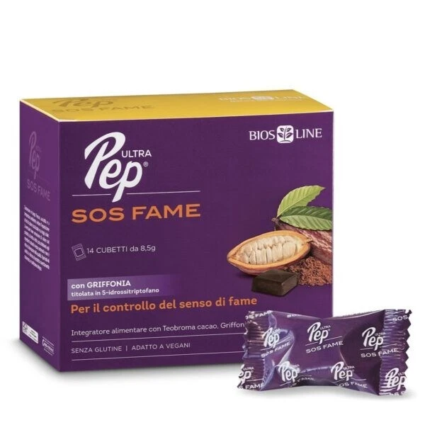 ULTRA PEP SOS FAME - Per il controllo del senso di fame - 14 cubetti gusto Cacao