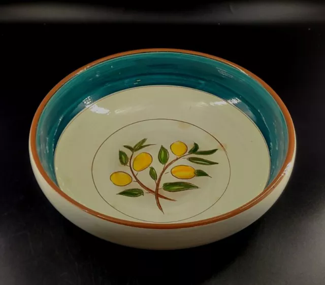 SCARSE! Stangl Pottery Hand Painted Large KUMQUAT Serving Bowl 10" Teal Yellow
