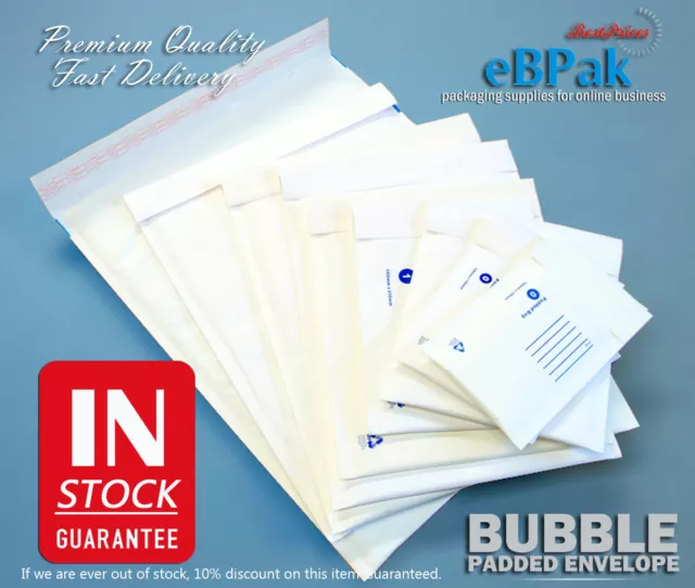 50x Bubble Mailer 00 100 x 180mm Padded Bag Envelope 3