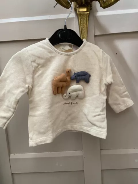 Sweat-shirt nouveau-né Zara bébé garçon fille crème 0-3 mois réutilisation neuf avec étiquettes cadeau