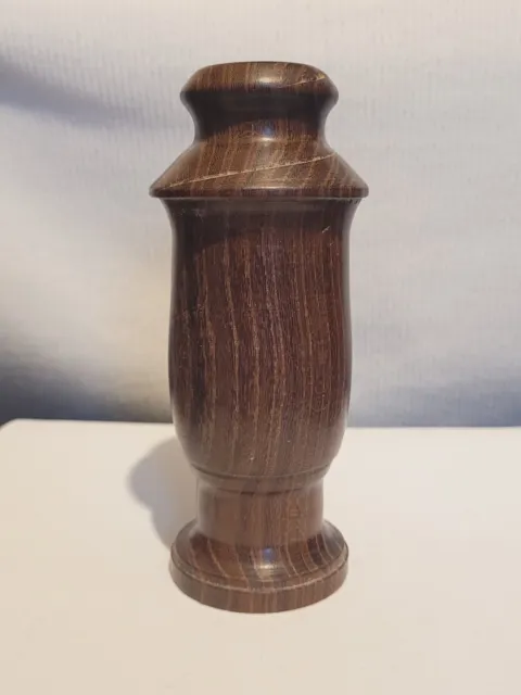 Unusual Dark Wooden Treen Fancy Shaped bud Vase Candlestick Holder