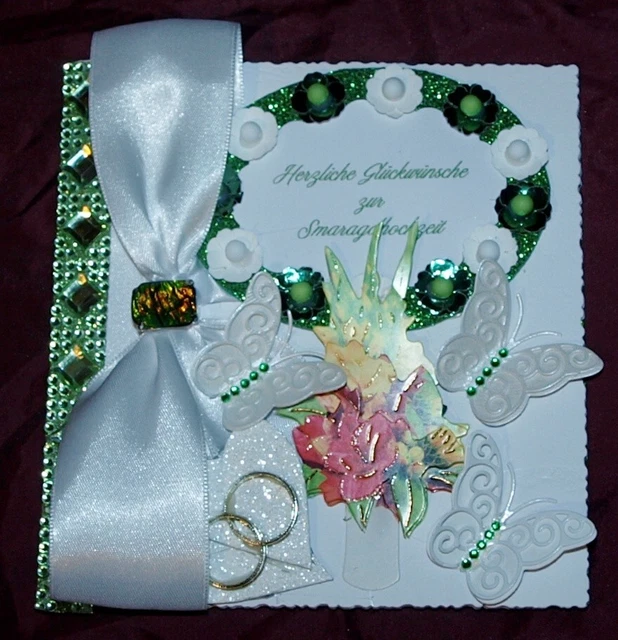 White Cotton Cards – Handgefertigte Glückwunschkarte Zum 55. Hochzeitstag, 16 X 16 Cm, Mit Glitzer, Motiv 'Love Lines'