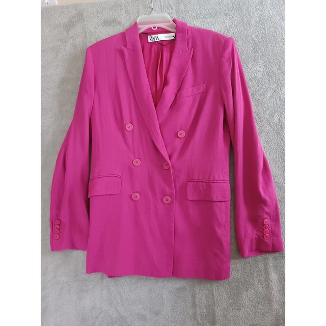 thumbnail image 2 of ZARA Women's SS25 Feather Cuff Blazer Jacket - Pink, 96% Polyester 4% Elastane, NWT (Sizes XS-XL) 2 of 6