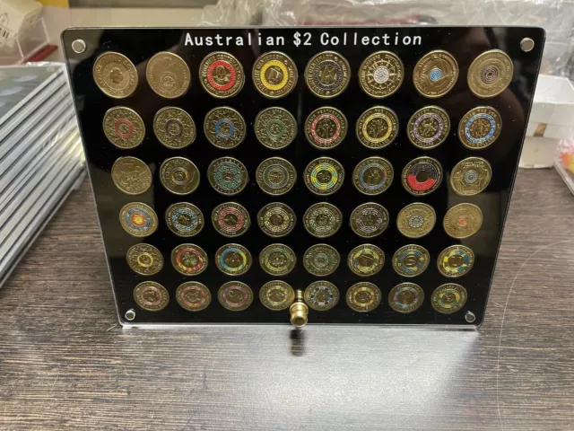 Australian $2 coin collection Display Case Holder Acrylic Magnetic 54 Slots  NEW