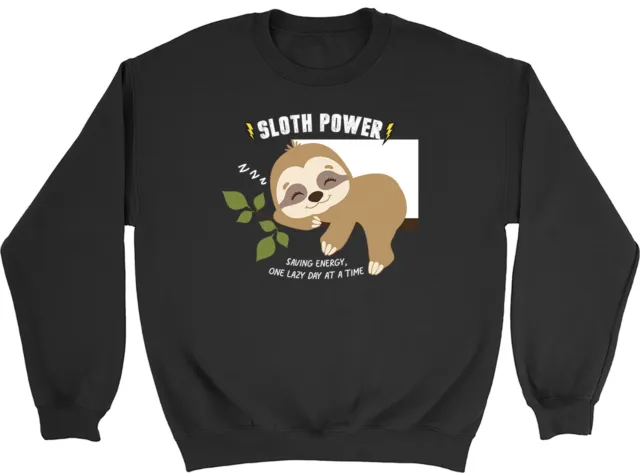 Funny Sloth Power Kids Sweatshirt Saving Energy Boys Girls Gift Jumper