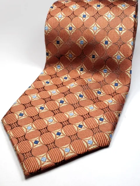 JOS A BANK 100% Silk Tie Men's Orange Gold Blue Brown Necktie NEW