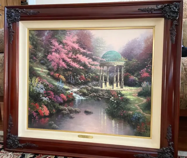 28x32 Thomas Kinkade Pools Of Serenity Framed SIGNED Lithograph Canvas 2958/4950