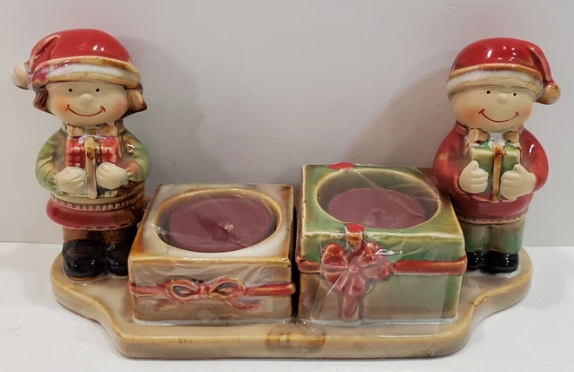 De colección Yankee Vela Doble Niños Regalos Portavelas Cerdos Nuevo con Velas