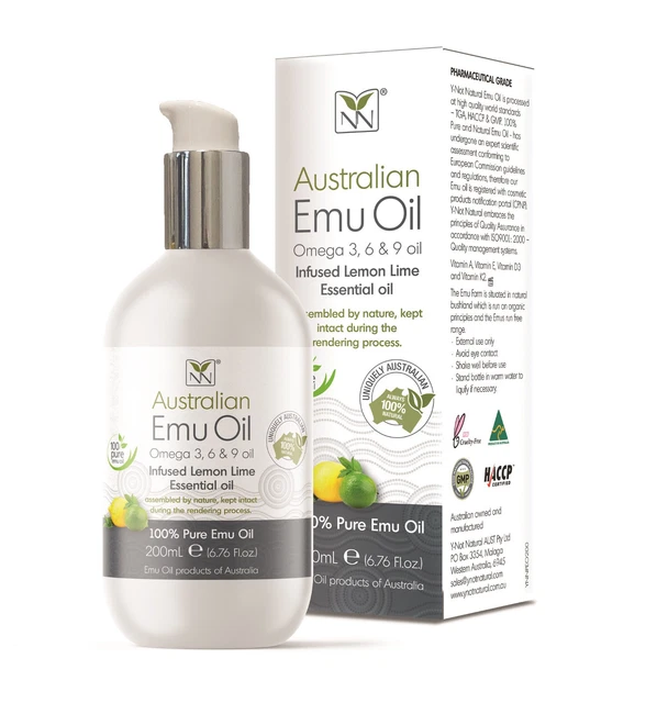 Pure Emu Oil, Infused Lemon Lime for Hypoallergenic Skin Care, Hair & Healing