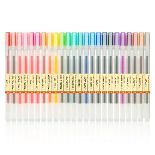 XSG Lot de 24 stylos à encre gel et pointe fine 05 mm pour fournitures de bur...
