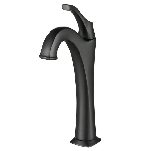 Grifo de baño KRAUS con mango único recipiente de un solo orificio latón en negro mate