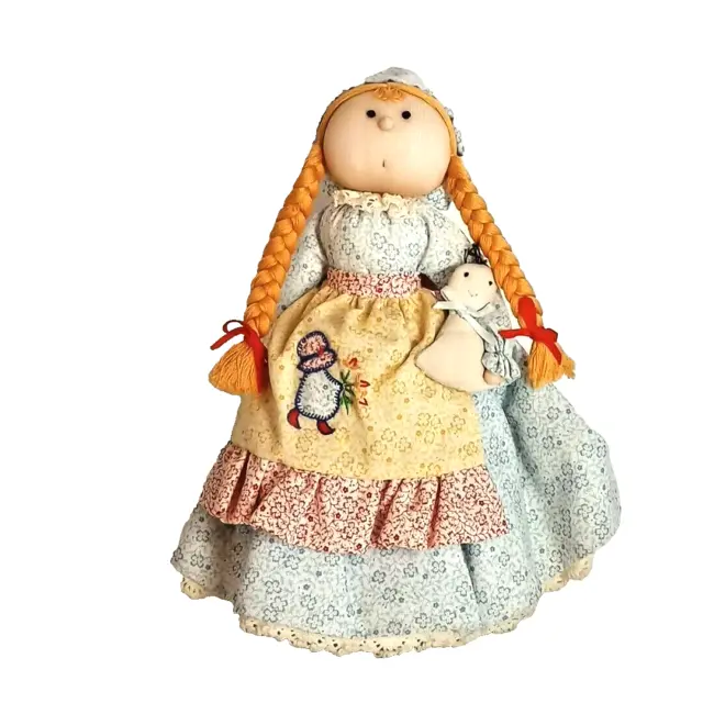 Vintage Apple Cheeks Miss Judy Jonathan Collectible Doll & Metal Stand NO BOX