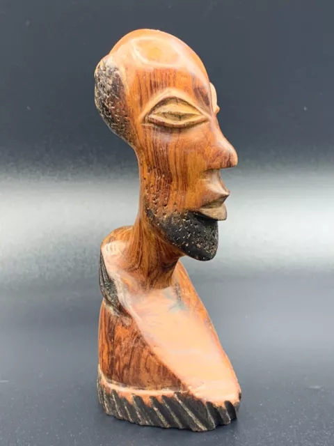 Vintage Antique African Folk Tribal Wood Wooden Bust Figure Hand Made Statue 5in