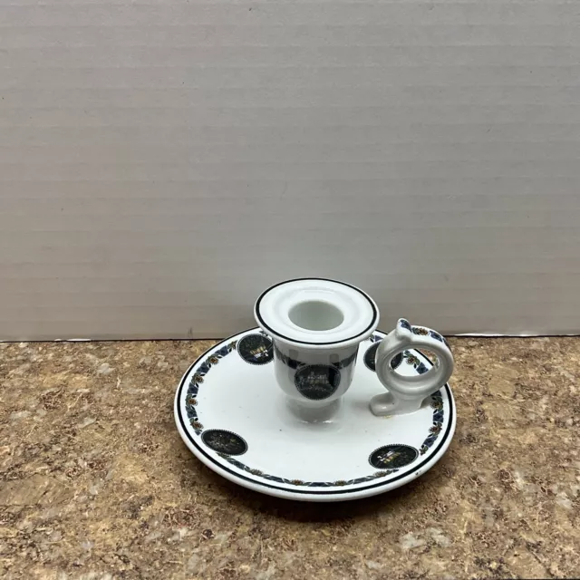Vintage Candle ChamberStick OP Co Syracuse China FINE Approx 2.25” Tall