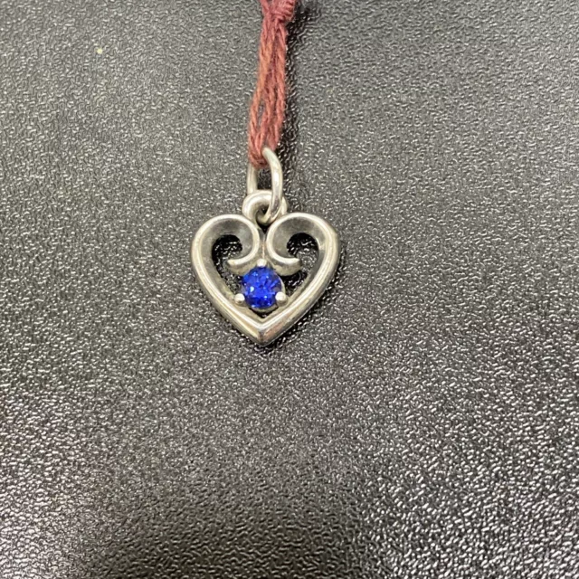 James Avery .925 Remembrance Heart Pendant With Blue Sapphire Birthstone