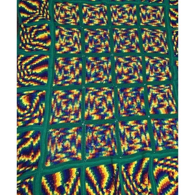 Vintage Afghan Crochet Granny Square Blanket Cottagecore Throw Multicolor 68x80