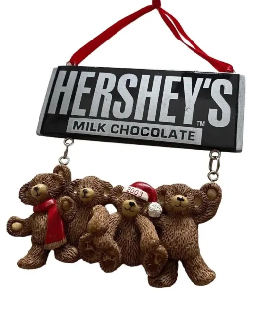 Kurt Adler Hersheys Chocolate Bar Teddy Bear Ornament 2003 Christmas Dangling