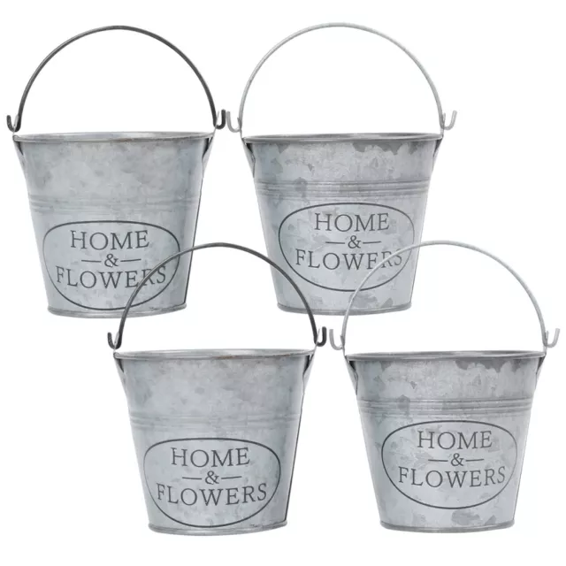 4pcs Metal Flower Buckets for Rustic Table Decor