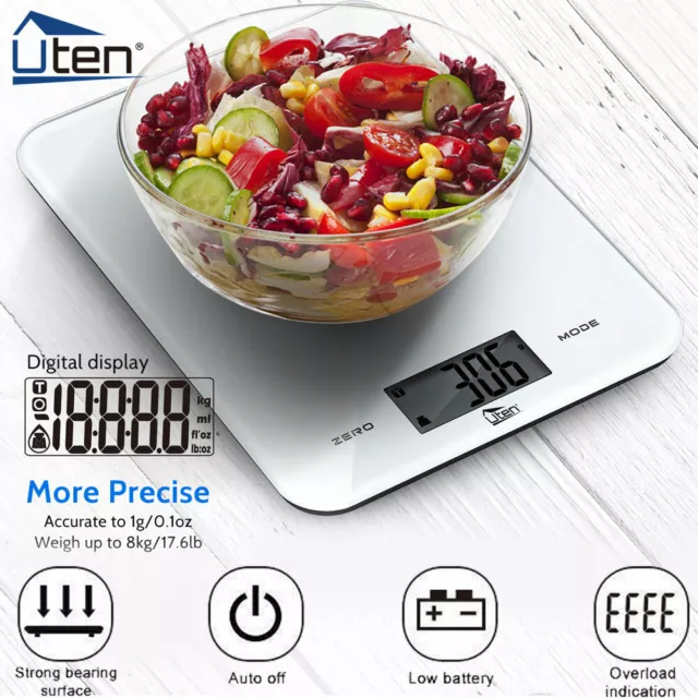 8kg Electronic Digital Kitchen Scales Glass LCD Cooking Balance Food Weighing