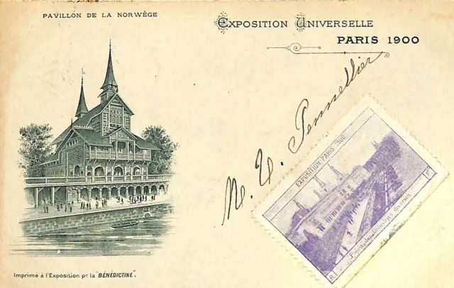 Paris Expo Universelle Carte Postale Pavillon Norvege Norge Benedictine 1900
