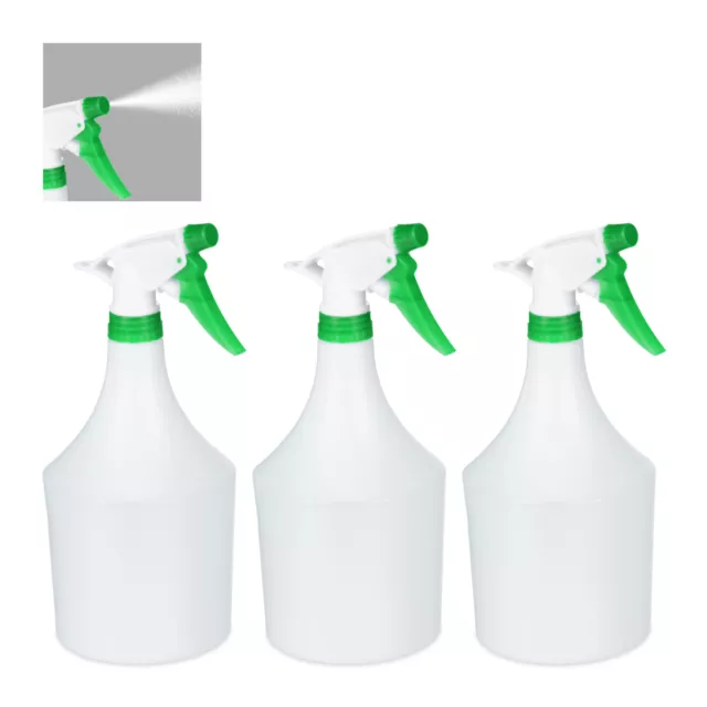 3 x Pulverizador 1 litro Bote spray Botella pulverizador agua blanco y verde