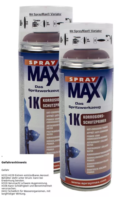 2x KWASNY 680 001 SPRAYMAX 1K Korrosionsschutzprimer rotbraun Grundierung 400ml