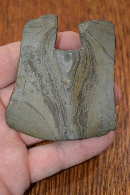 Salvaged Banded Slate Single Notch Butterfly Bannerstone Madison Co, OH 3 x 2.75