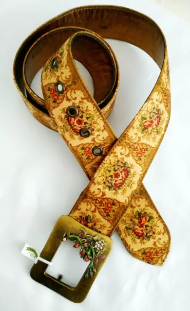 Beautiful Floral Colored Belt By Michal Negrin With Touches Of Crystal #03#