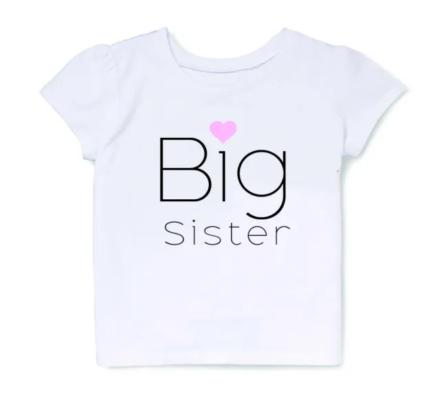 Big Sister T-Shirt for Toddler Girls Pregnancy Announcement T Shirt in White