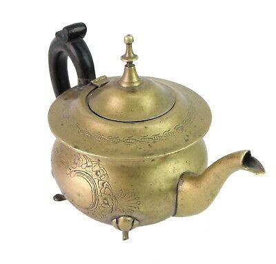 Indian Royal Family Dining Decor Ornate Old Brass Tea kettle Horn Handle G66-961