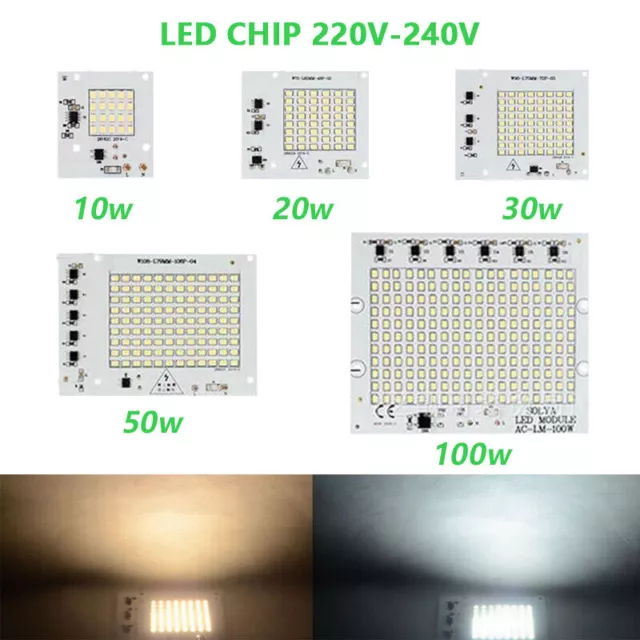 LED Chip COB 2835 10/20W/30W/50W/100W Integriertes Smart IC Flutlicht Lampe 220V