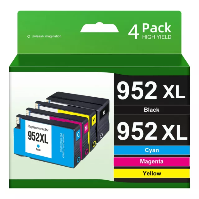 4Pack 952XL 952 XL Black & Color Ink For HP OfficeJet Pro 8710 7740 8715 8720