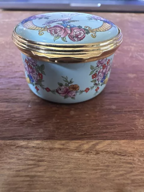 Halcyon Days Enamels Trinket Box 'WITH MY LOVE' & GARDEN FLOWERS 3