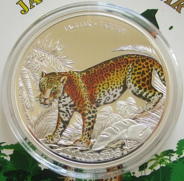 Nicaragua 100 Cordobas 2018 Tiere Jaguar 1 Oz Silber