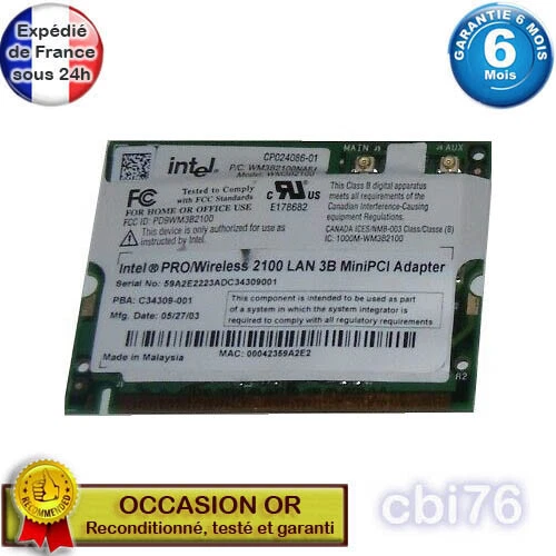 Carte WiFi Intel PRO MiniPCI - Reconditionnée, Garantie 6 Mois, Pour Ordinateur Portable