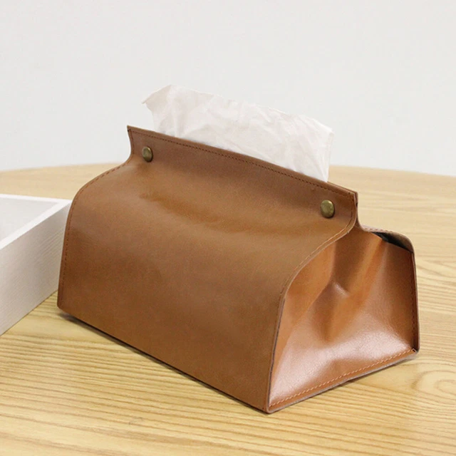 Cubierta de pañuelo, soporte de pañuelo rectangular cuero PU para