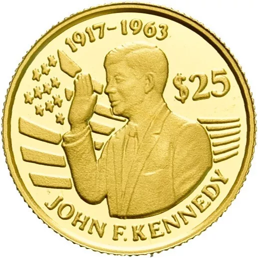 Künker: Niue, 25 Dollar 1963, John Kennedy, Feingold, 1,24g