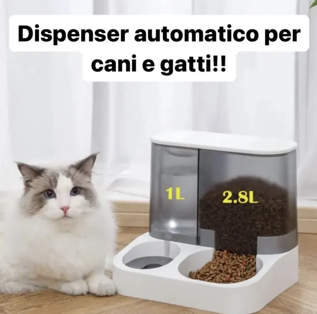 Dispenser automatico di cibo per cani e gatti con annessa ciotola per acqua 🐶🐱