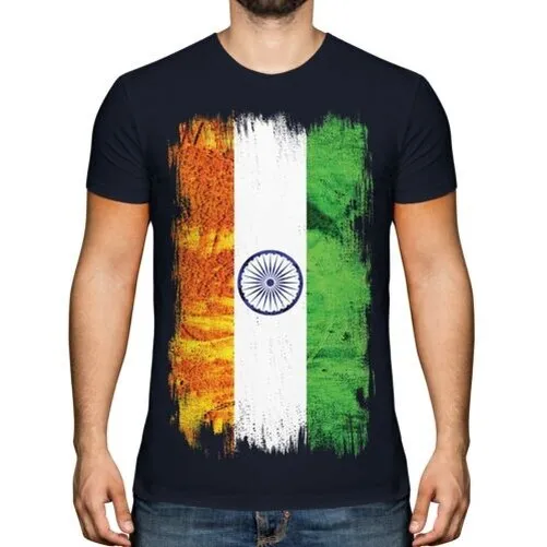 India Bandiera Grunge da Uomo T-Shirt Bharôt Bh ? Rata Rat Indiy ? Indiano
