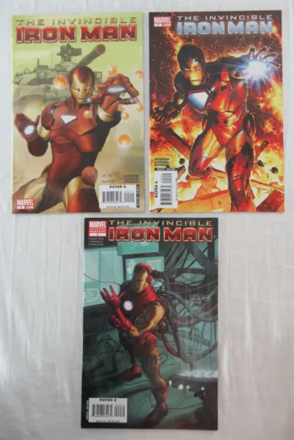 Invincible Iron Man #2 Variant Cover Set of 3 Marvel Comics 2008 2nd Print