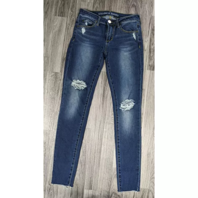 Articles Of Society Womens Size 25 Pockets Skinny Distressed Denim Blue Jeans