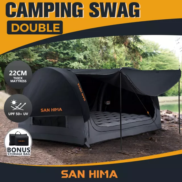 San Hima Double Air Swag Camping Swags Dome Tent Free Standing 22cm Air Mattress