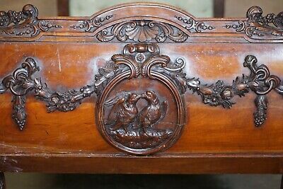 Exceptional 19Th Century Hand Carved Italian Walnut Day Bed Cherub Putti's Angel 9