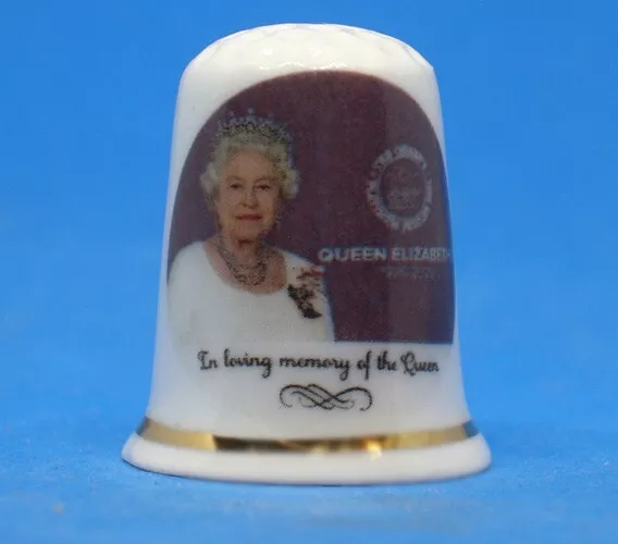 Birchcroft China Thimble --  In Memory of H M Queen Elizabeth - Dome Box