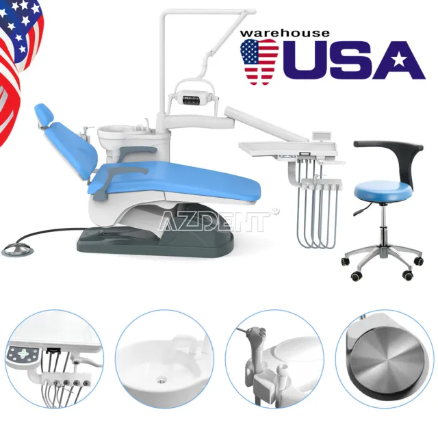 Dental Chair Unit Computer Controlled Integral Hard Leather + Assistant Stool