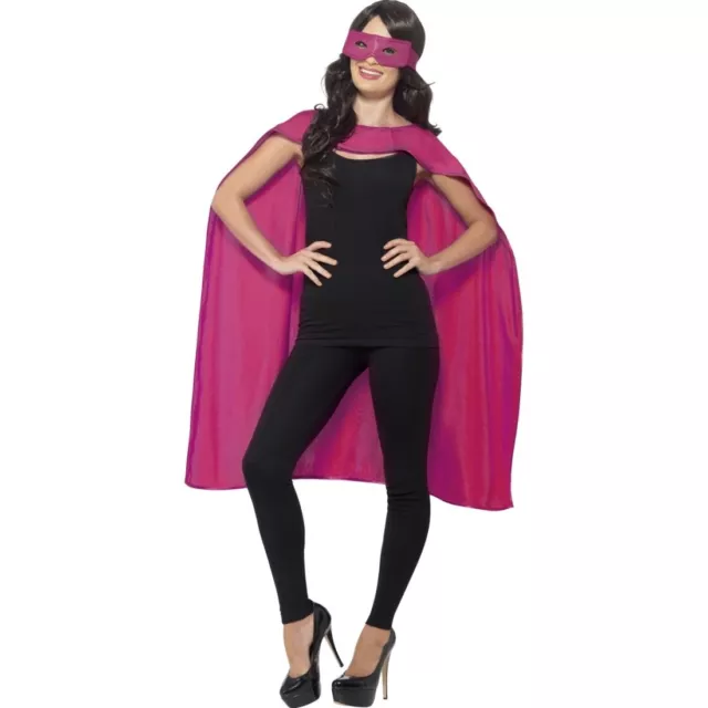 Heldenkostüm mit Maske pink für Damen JGA Super Helden Kostüm Superhero Cape 2